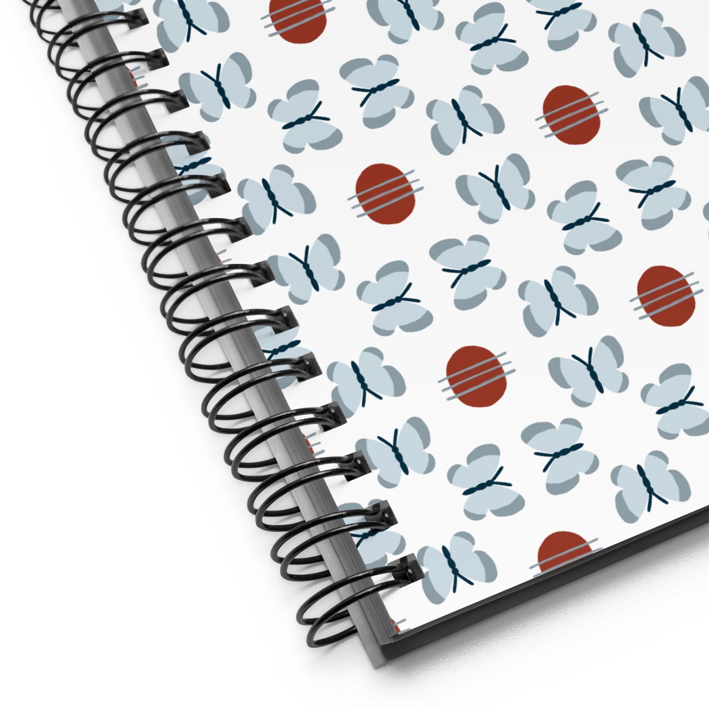 Spiral Notebook Blue Butterflies (White) - Dotted Journal, 140 pages