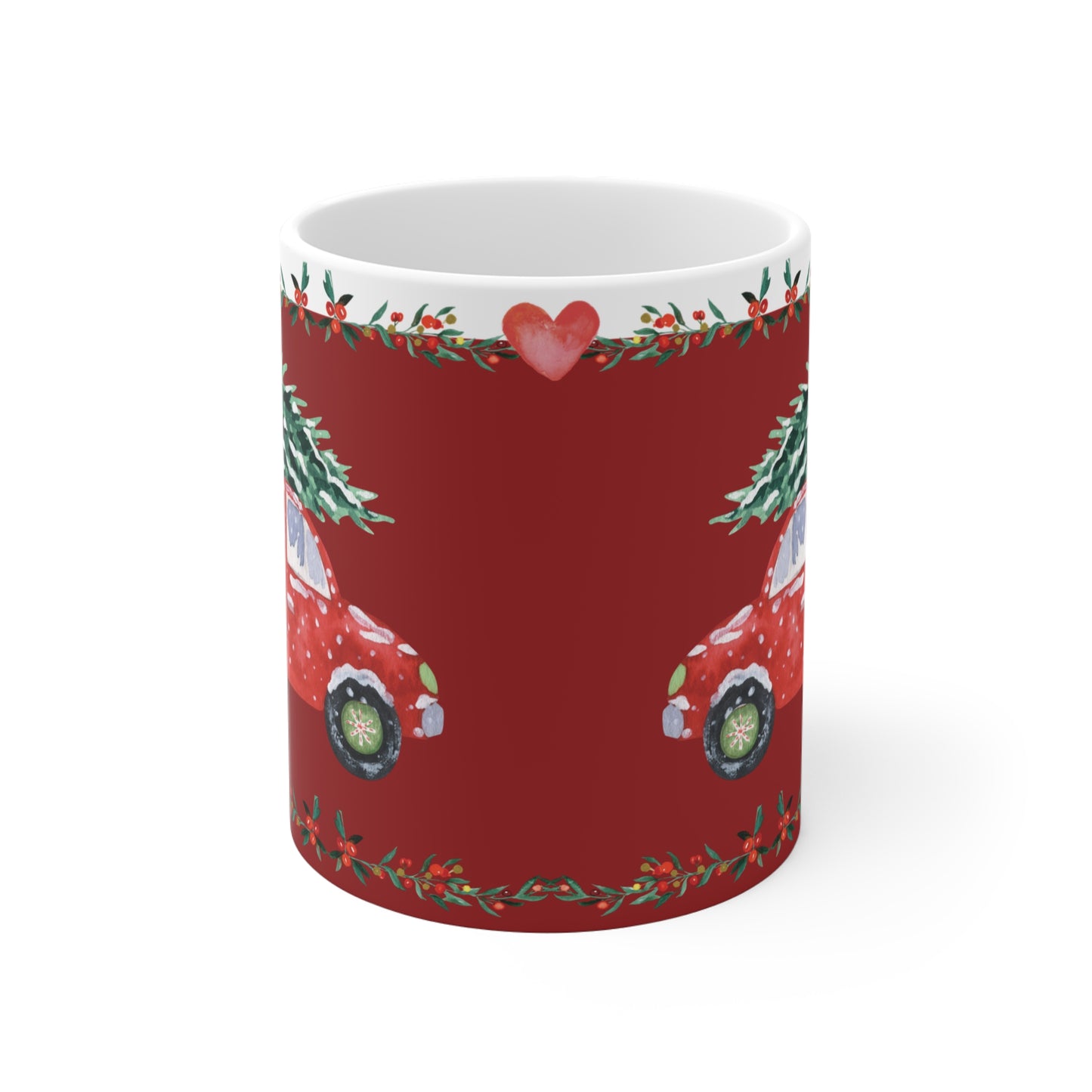 Mug à café de Noël « Conduire à la maison pour Noël » (rouge)