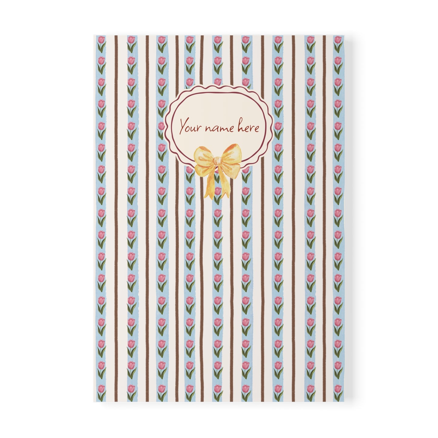 Tulips & Yellow Bow 02 Notebook A5 – Personalized Softcover Journal