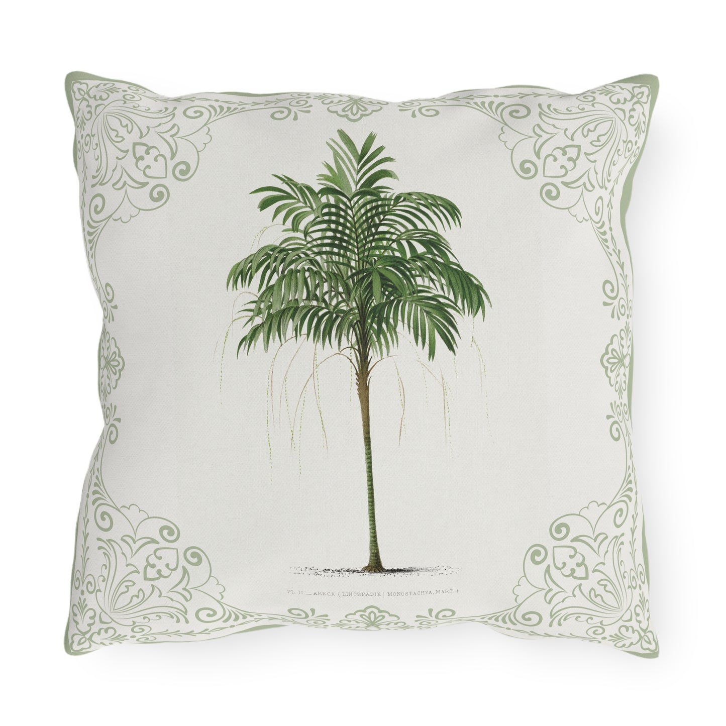 Tropical Outdoor Pillow with Palm Leaf Design