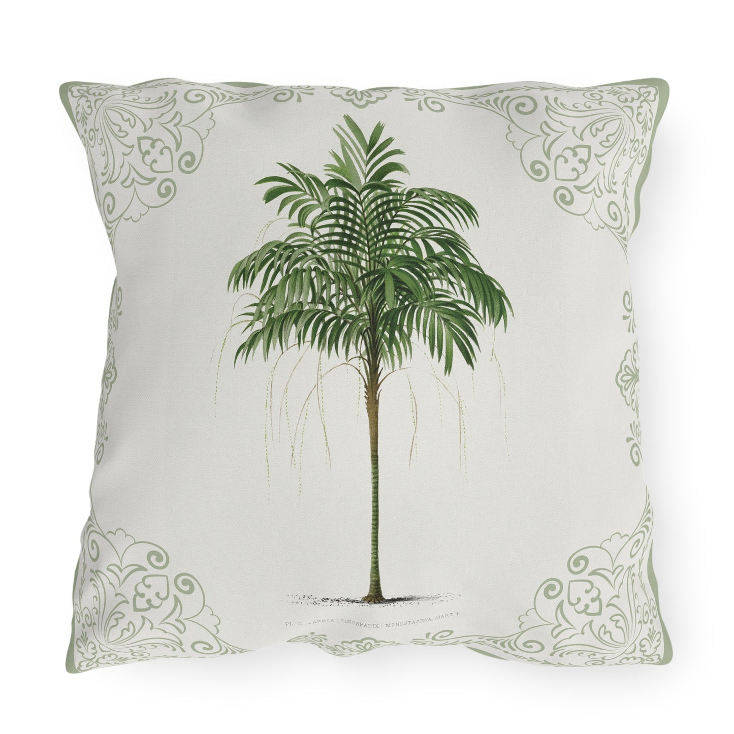 Tropical Outdoor Pillow with Palm Leaf Design