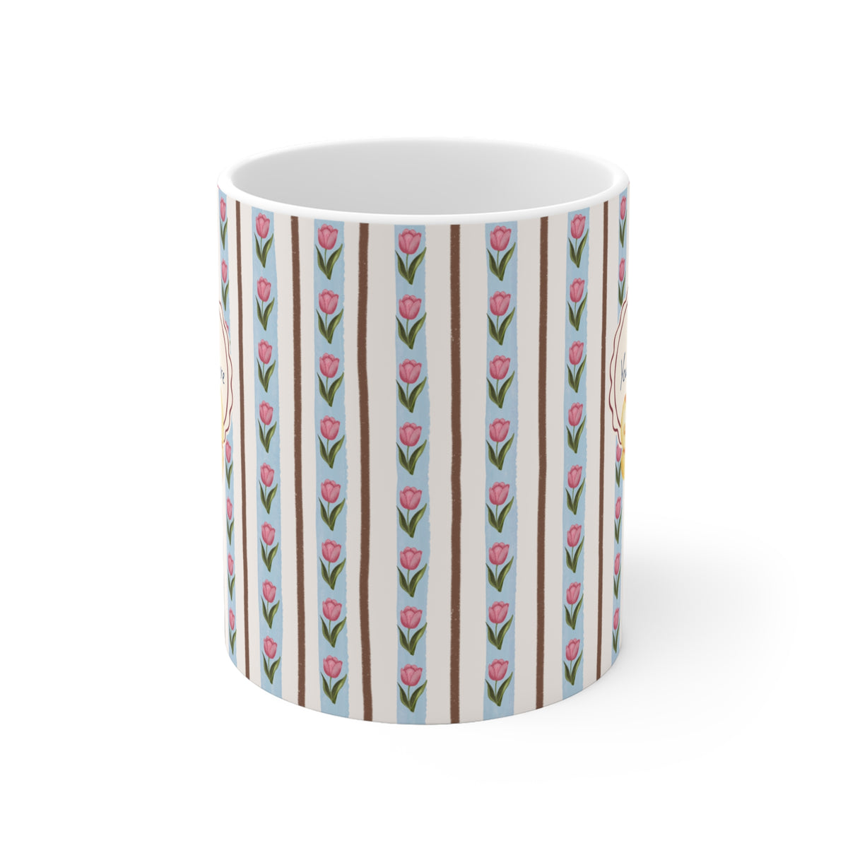 Personalized Little Tulips Mug 2 – Custom Name Coffee & Tea Cup, 11 oz Floral Ceramic Mug
