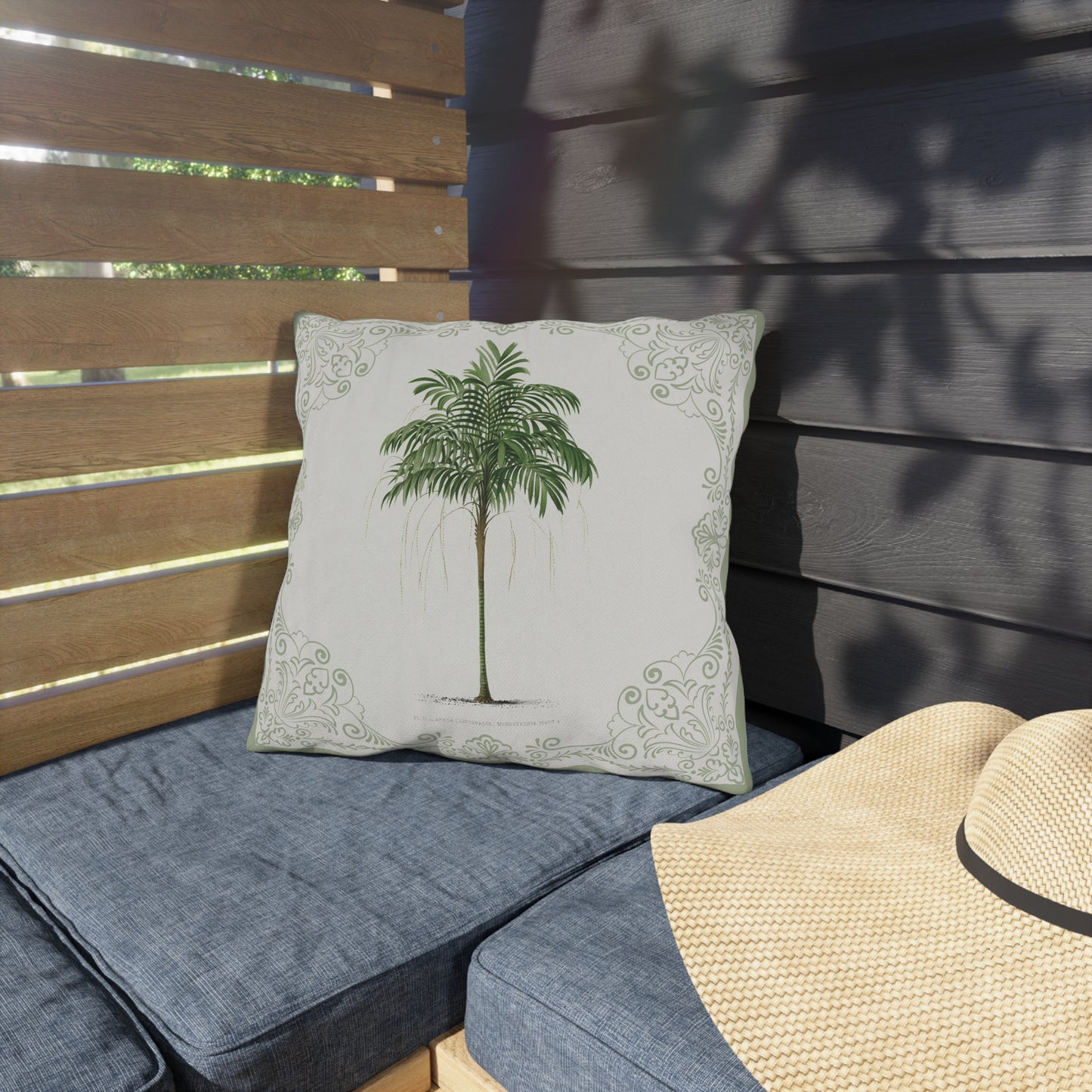Tropical Outdoor Pillow with Palm Leaf Design