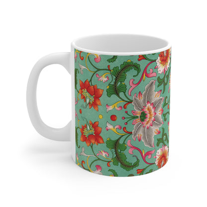 Keramische mok Chinese ornament bloemen