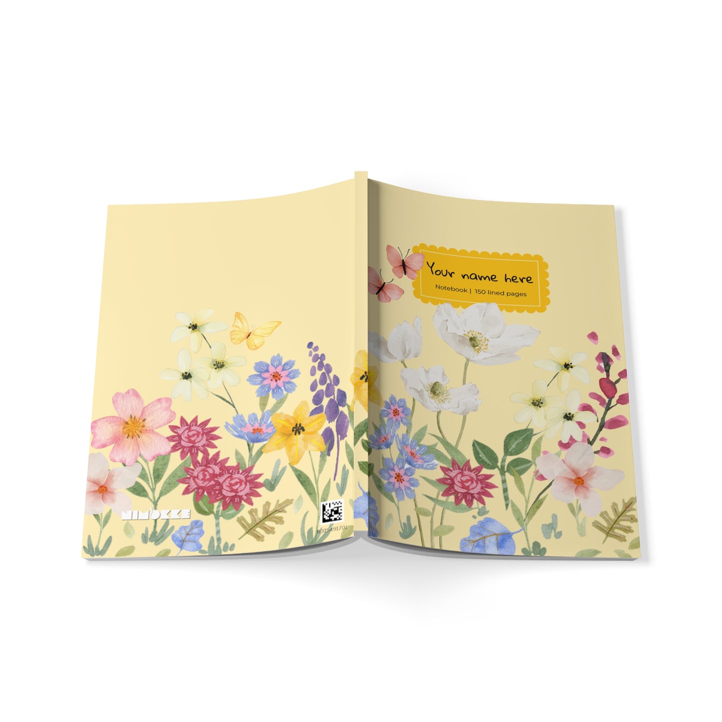 Softcover Notebook A5 Golden Blooms — Personalized Journal, Wildflower Design