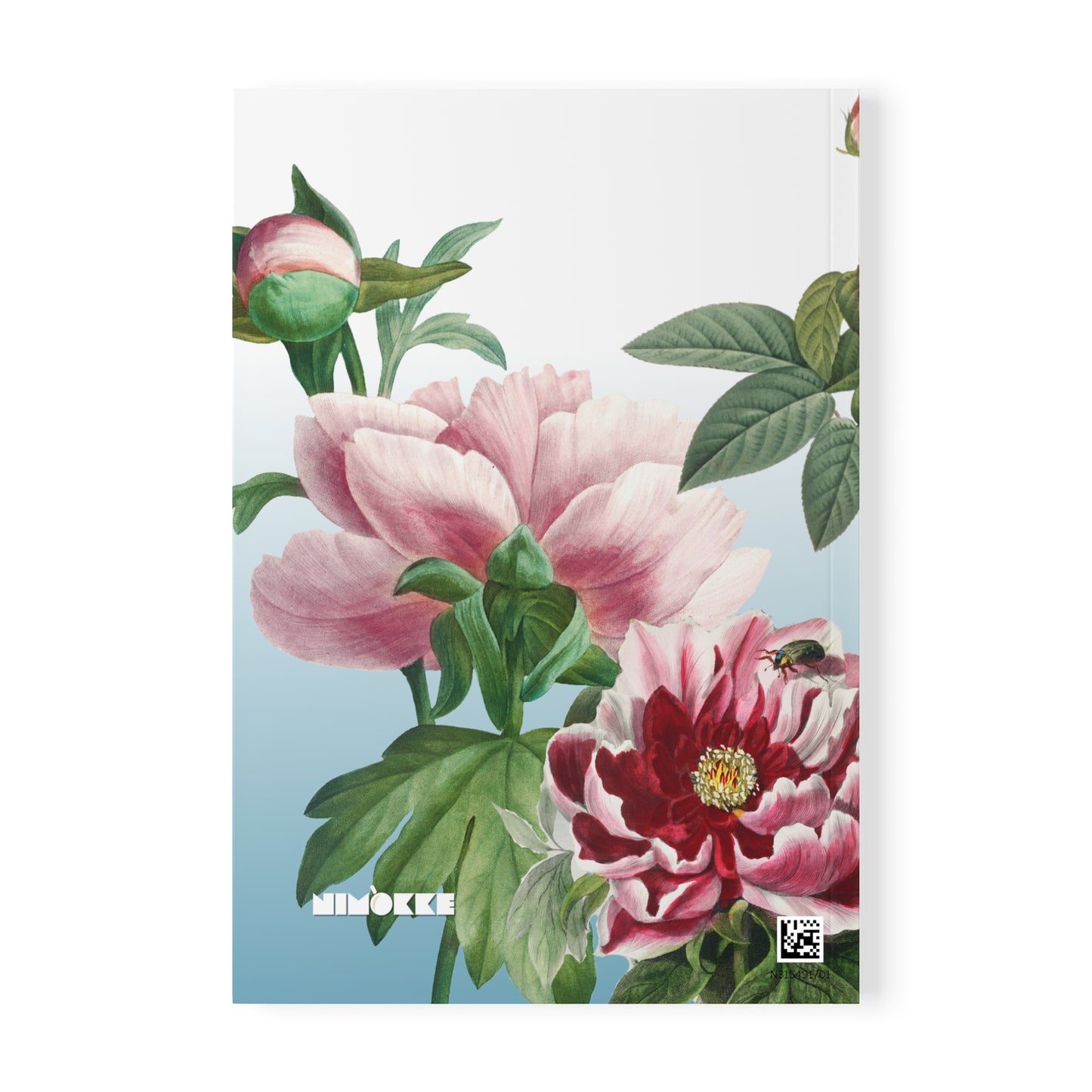 Floral Peony A5 Softcover Notebook  — Personalized 'Your name here' Journal, Vintage Botanical Design