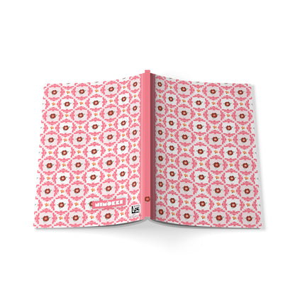 Softcover Notebook A5 Pink Bees & Floral Pattern | Decorative Lined Journal