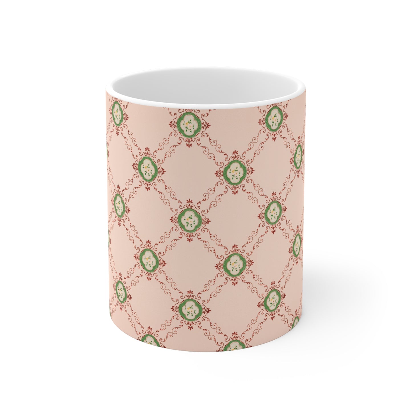 Viktorianische Kaffeetasse aus Keramik mit Blumenmuster