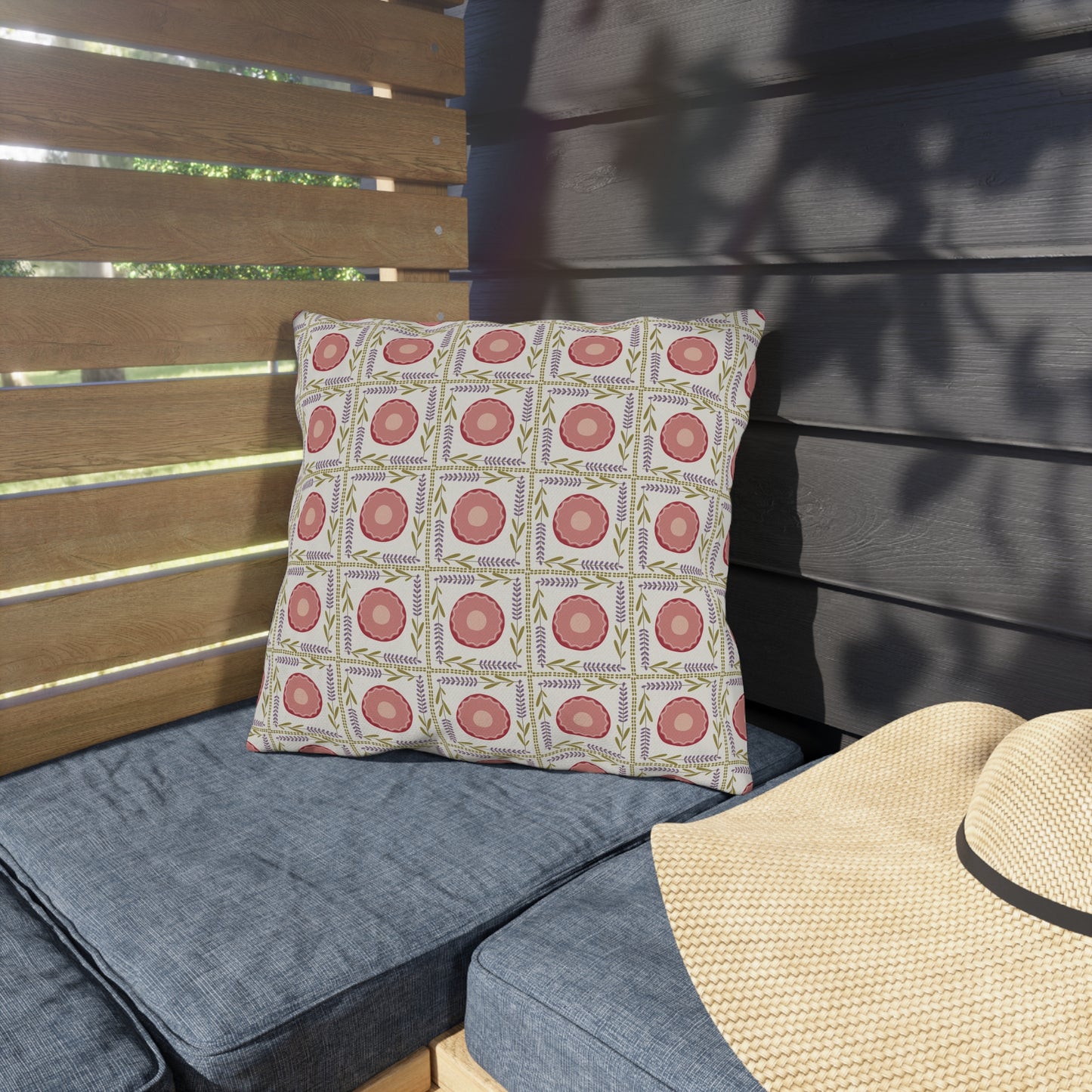 Colorful Outdoor Pillow with Pink and Lavender