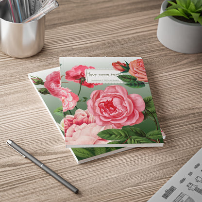 Vintage Rose Garden Notebook A5 Green – Personalized Softcover Journal