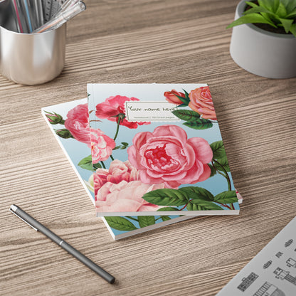 Vintage Rose Garden Notebook A5 Blue – Personalized Softcover Journal