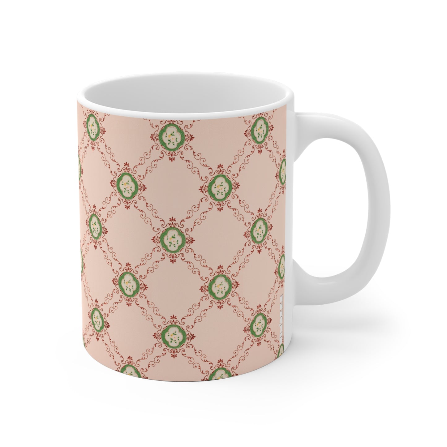 Viktorianische Kaffeetasse aus Keramik mit Blumenmuster