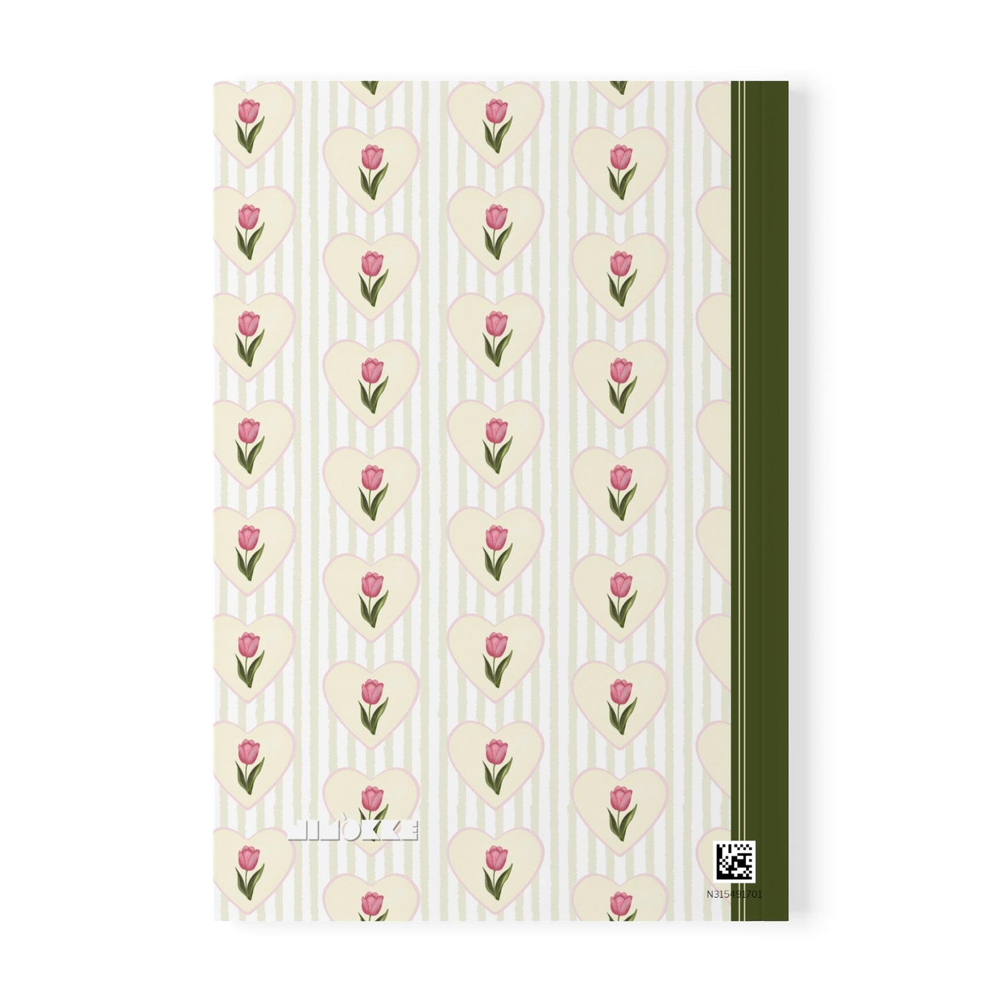 Tulip Heart Floral Notebook A5 Green – Personalized Softcover Journal