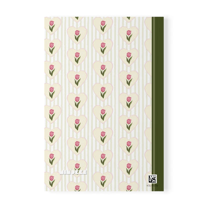 Tulip Heart Floral Notebook A5 Green – Personalized Softcover Journal