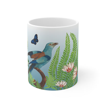 Ferns, Bluebird & Butterfly Ceramic Mug