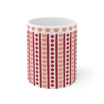 Keramikbecher mit rosa Herzmuster – 325 ml Romantische Kaffee- und Teetasse