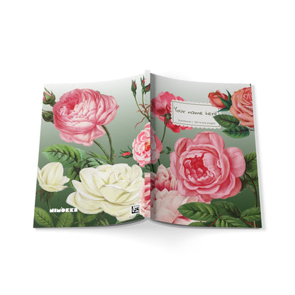 Vintage Rose Garden Notebook A5 Green – Personalized Softcover Journal