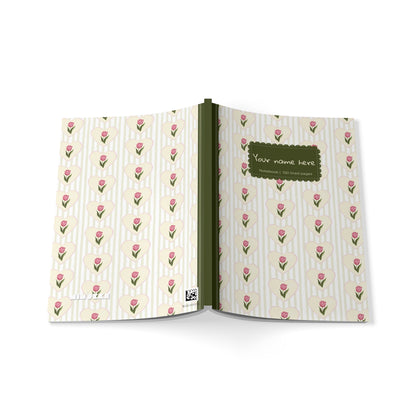 Tulip Heart Floral Notebook A5 Green – Personalized Softcover Journal