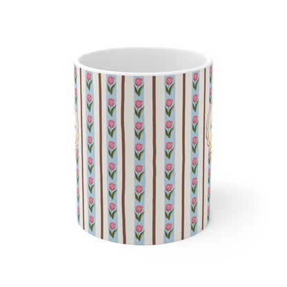 Personalized Little Tulips Mug 2 – Custom Name Coffee & Tea Cup, 11 oz Floral Ceramic Mug