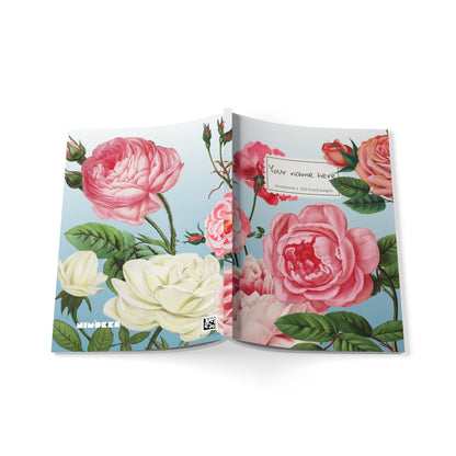 Vintage Rose Garden Notebook A5 Blue – Personalized Softcover Journal
