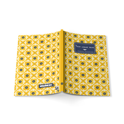Softcover Notebook A5 White Bees & Floral Pattern — PERSONALIZED Decorative Journal