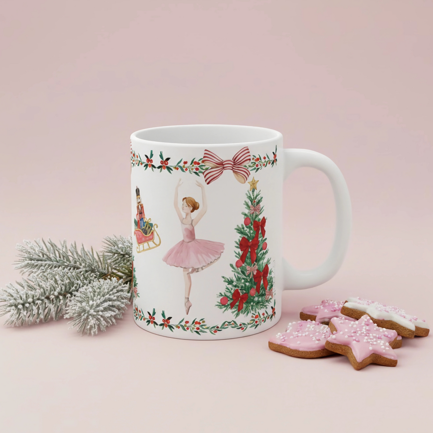 Christmas Nutcracker Ballet Ceramic Coffee Mug (White)