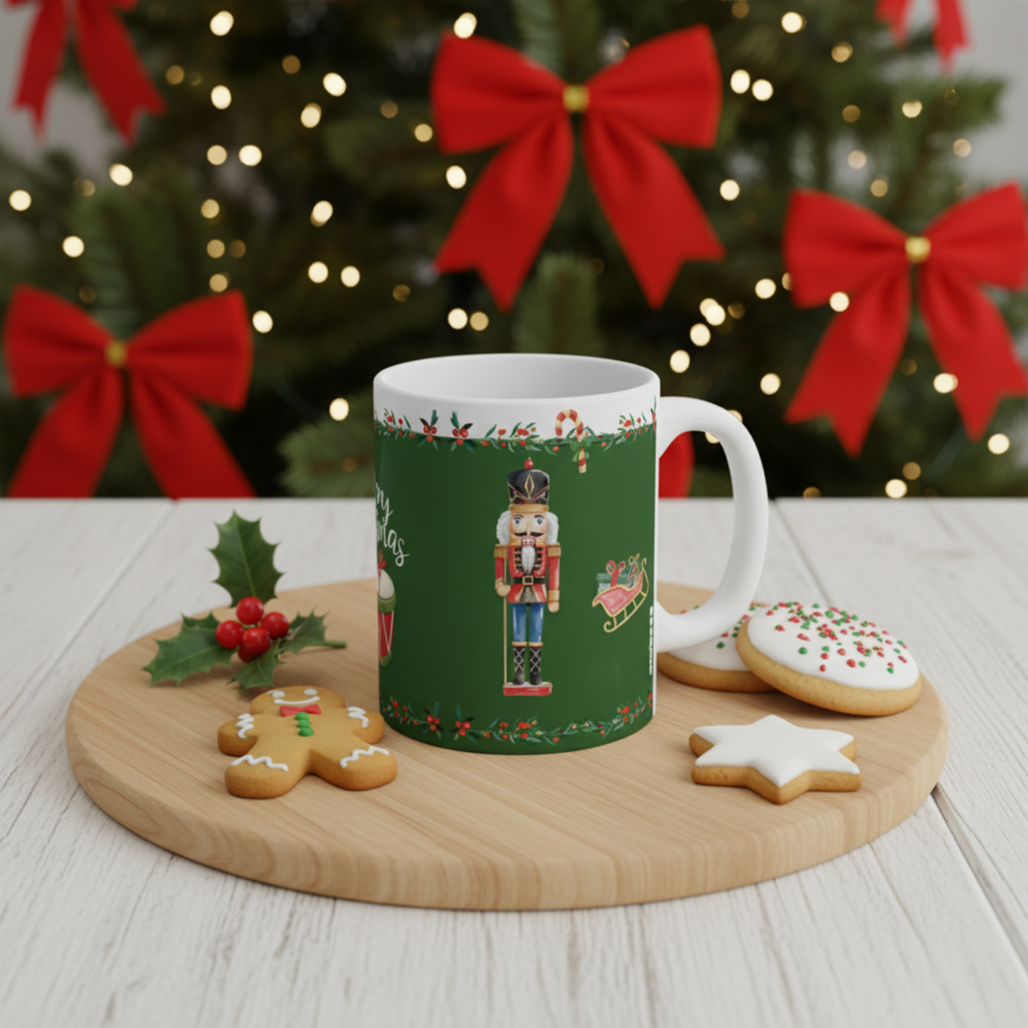 Mug à café en céramique Casse-Noisette de Noël (verte)