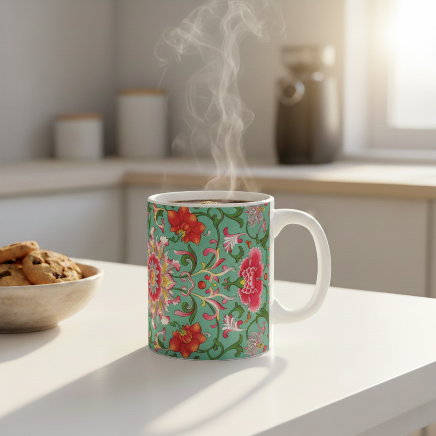 Keramische mok Chinese ornament bloemen