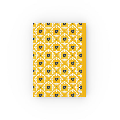 Hardcover Notebook White Bees and Floral Pattern - Ruled, Graph or Blank