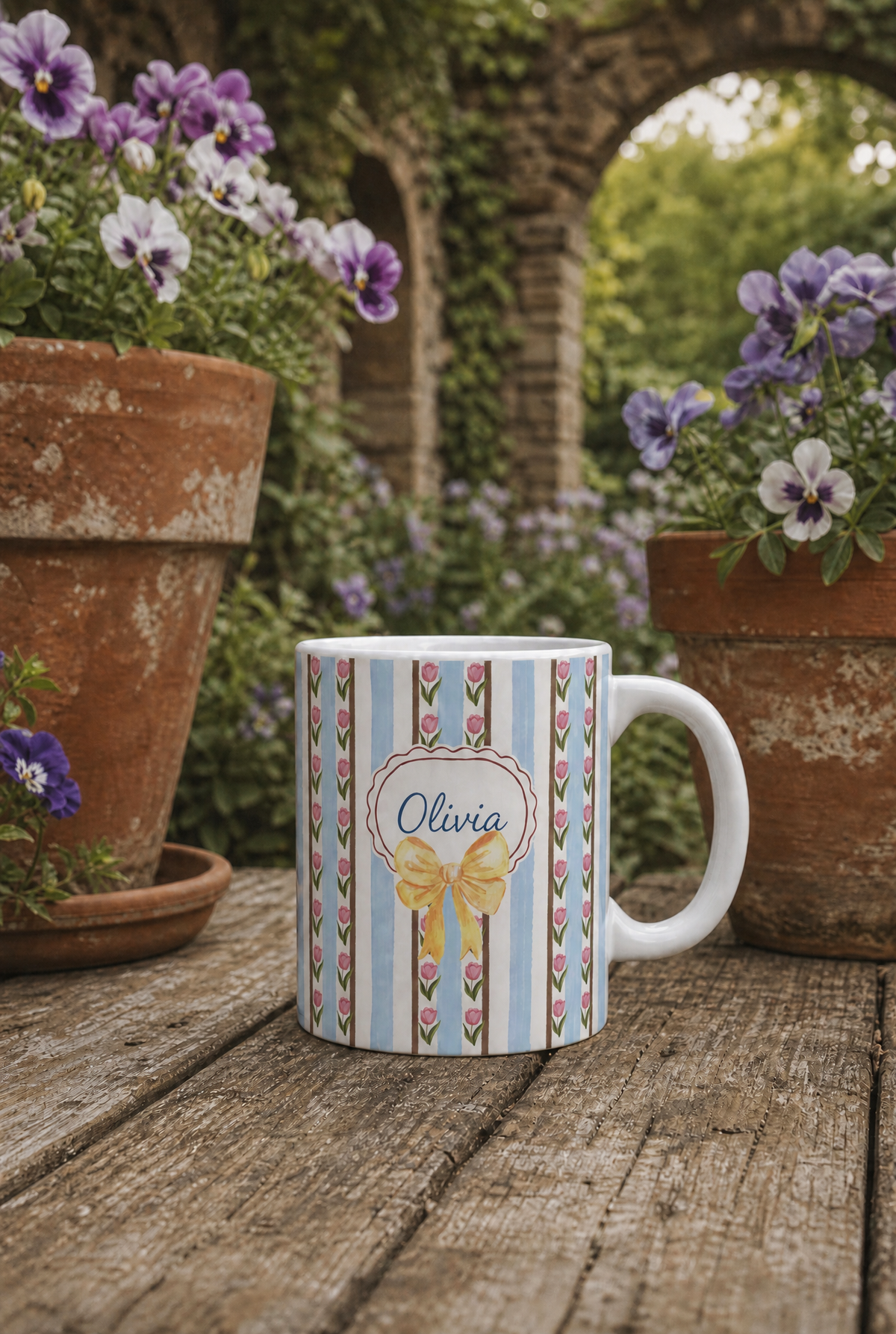 Little Tulips Mug – Personalized Floral Ceramic Coffee & Tea Cup, 11 oz