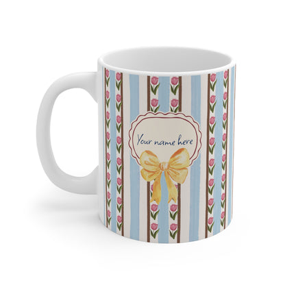 Little Tulips Mug – Personalized Floral Ceramic Coffee & Tea Cup, 11 oz