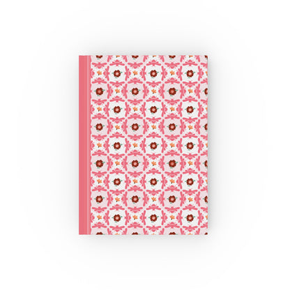 Hardcover Notebook Pink Bees & Floral Pattern - Ruled, Graph or blank