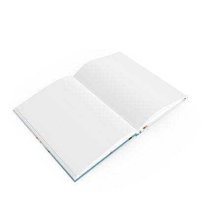 Open Floral design notebook with blank pages on a white background