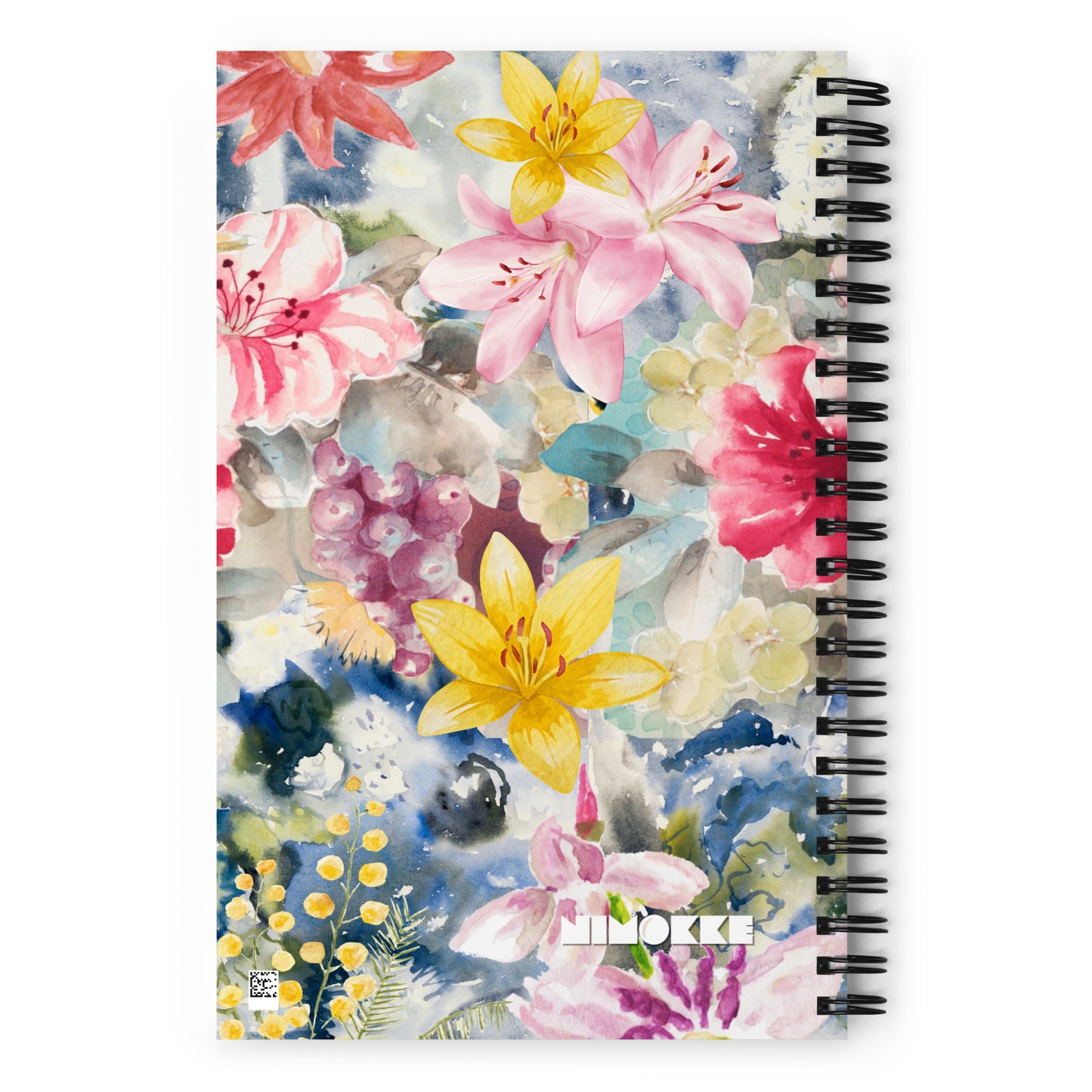 Floral Notebook with watercolour flowers and dotted pages
