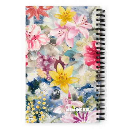 Floral Notebook with watercolour flowers and dotted pages