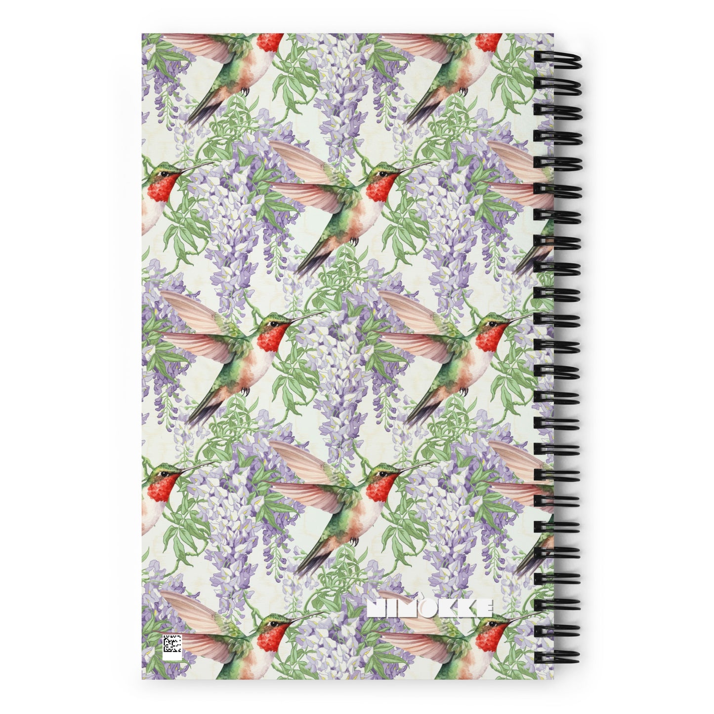 Spiral Notebook with Wisteria and Hummingbirds