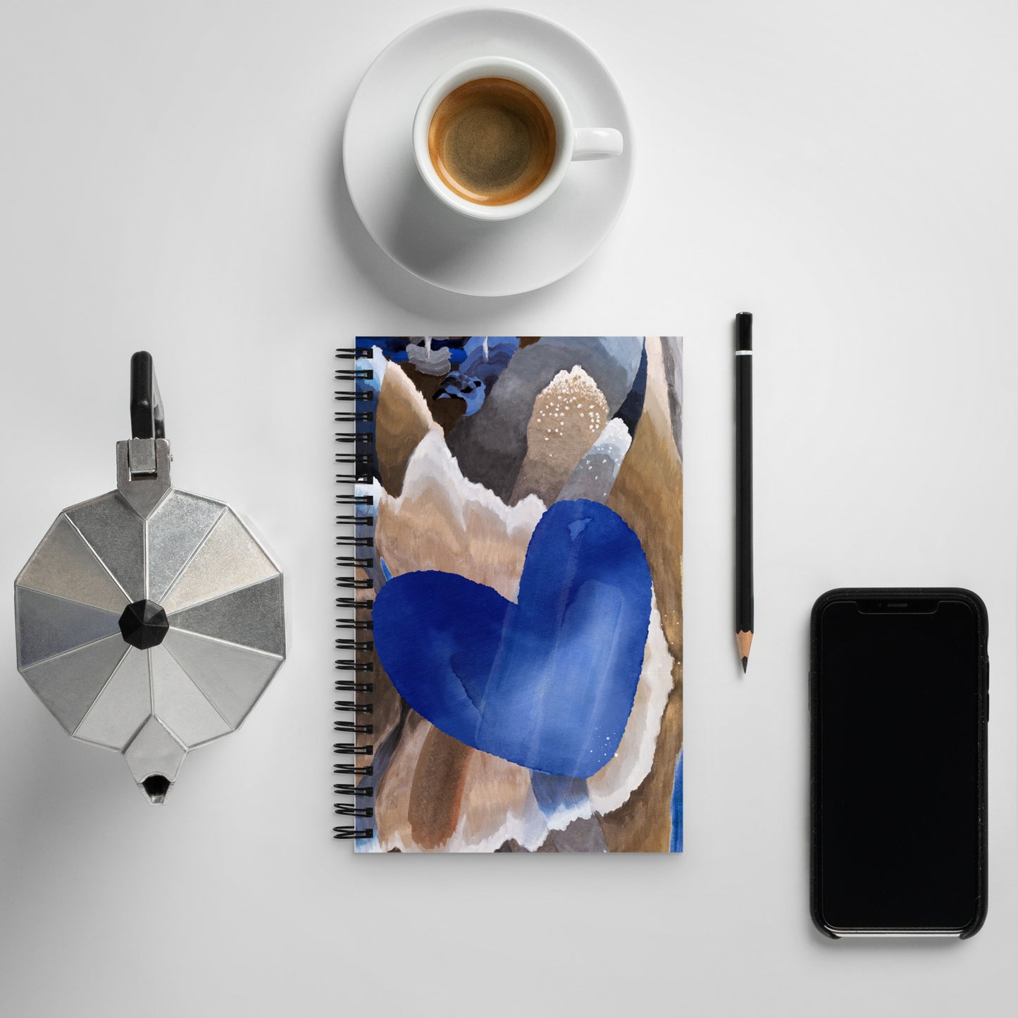 Spiral notebook Blue Heart Abstract Art