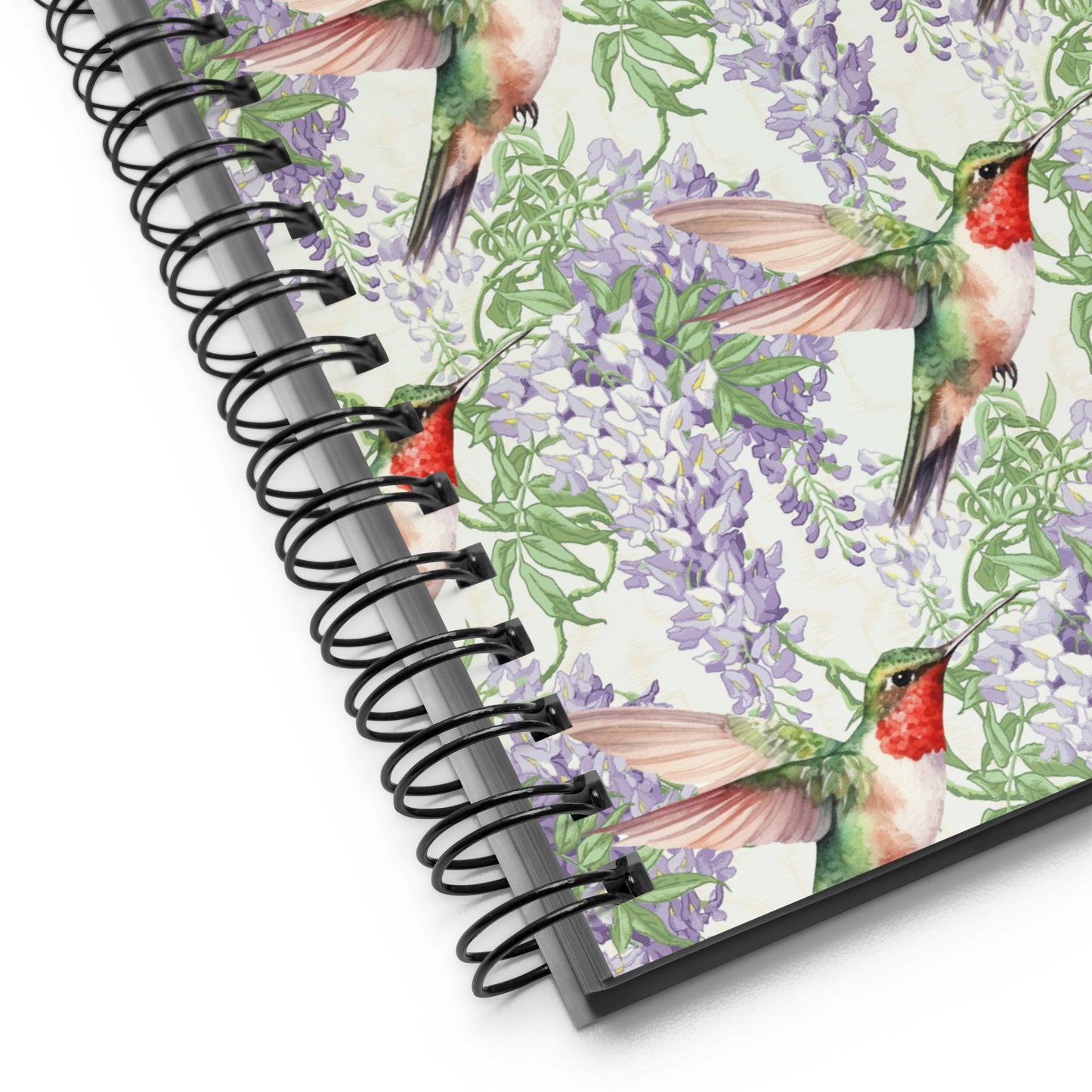 Spiral notebook Wisteria Blossom and Hummingbird - Dotted Journal