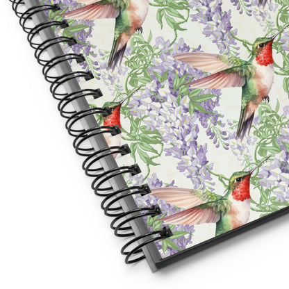 Spiral notebook Wisteria Blossom and Hummingbird - Dotted Journal