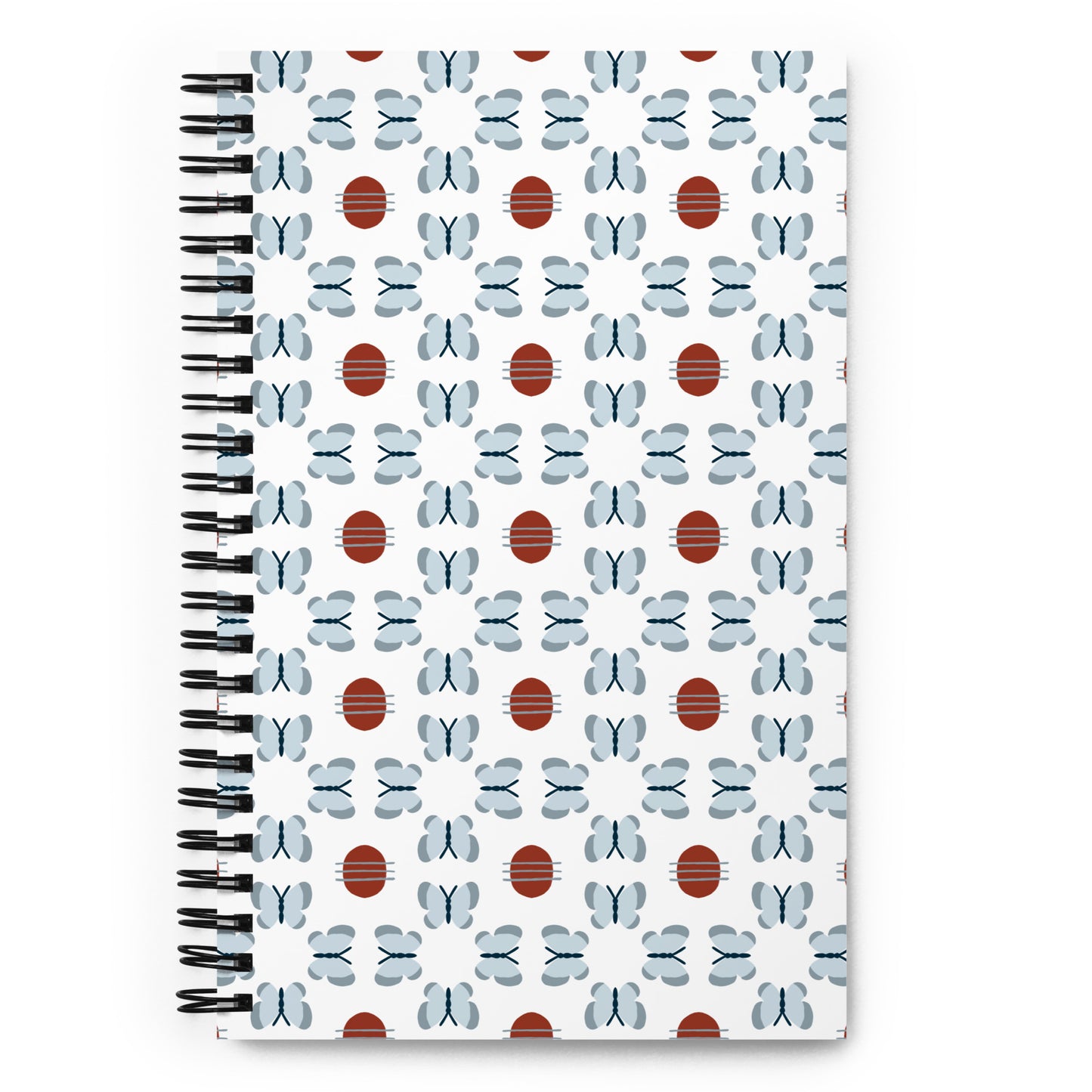 Spiral notebook with light blue butterfly pattern – dotted journal 140 pages