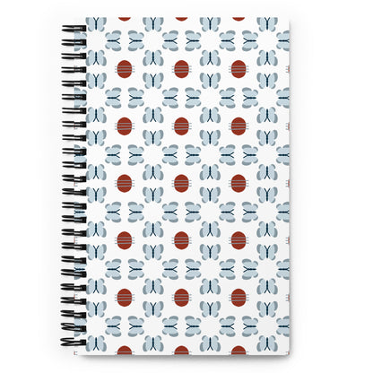 Spiral notebook with light blue butterfly pattern – dotted journal 140 pages