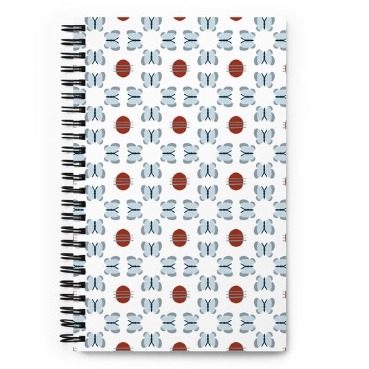 Spiral notebook with light blue butterfly pattern – dotted journal 140 pages