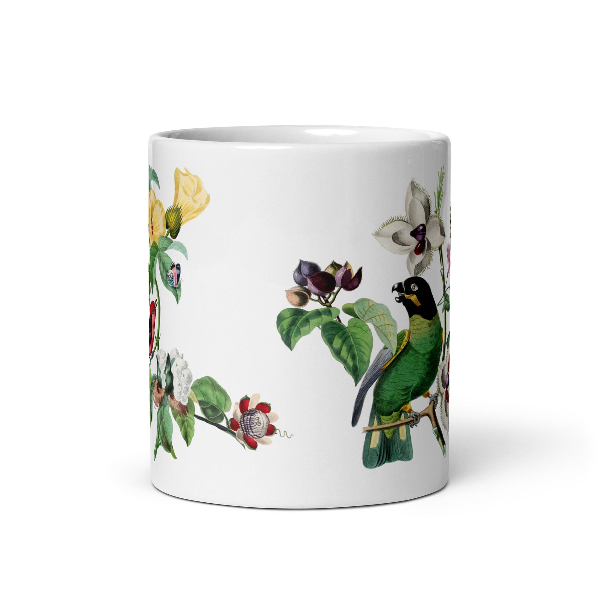 Mug Flycatcher Bird and Parakeet 11oz Front view