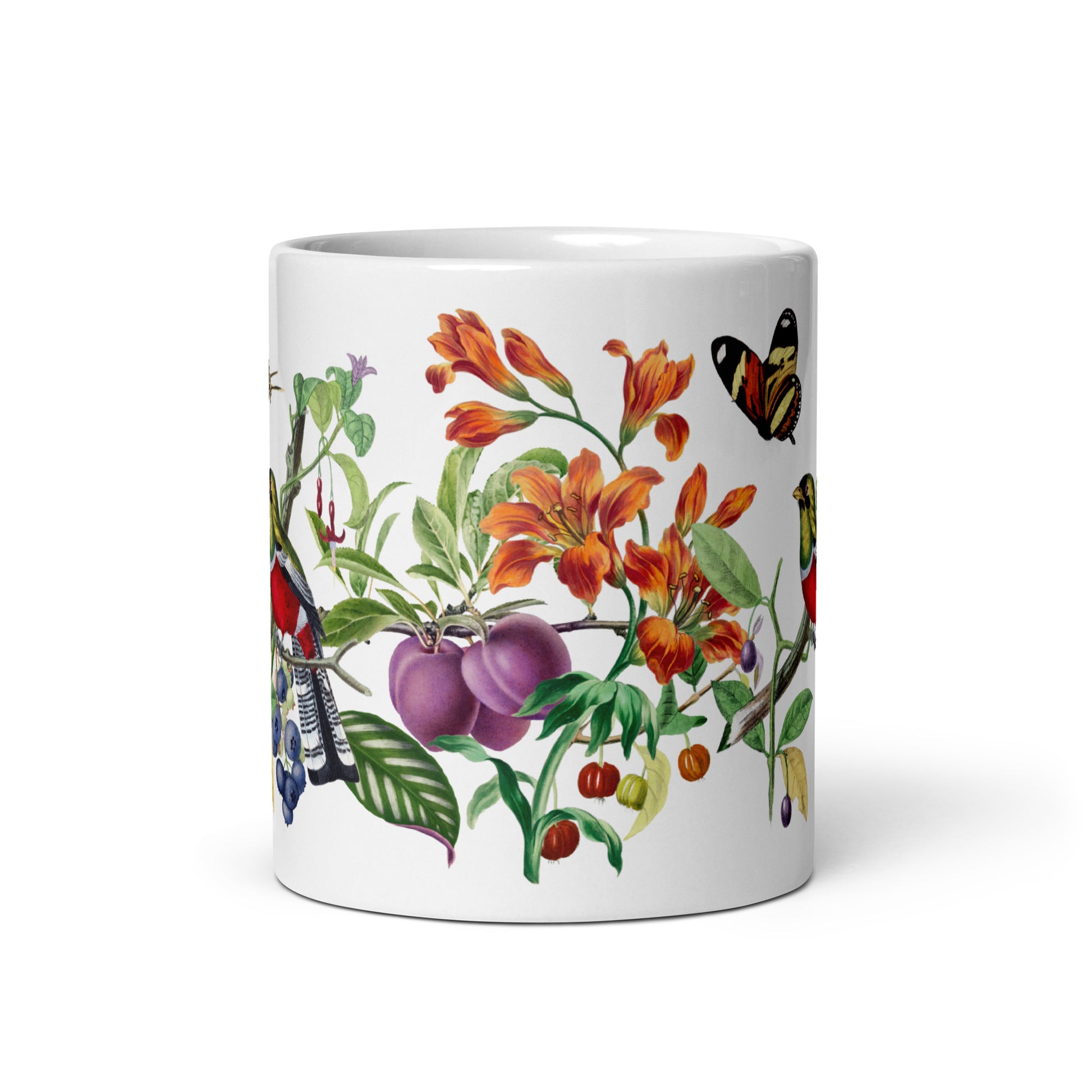 Tropical Birds Butterflies Mug Front