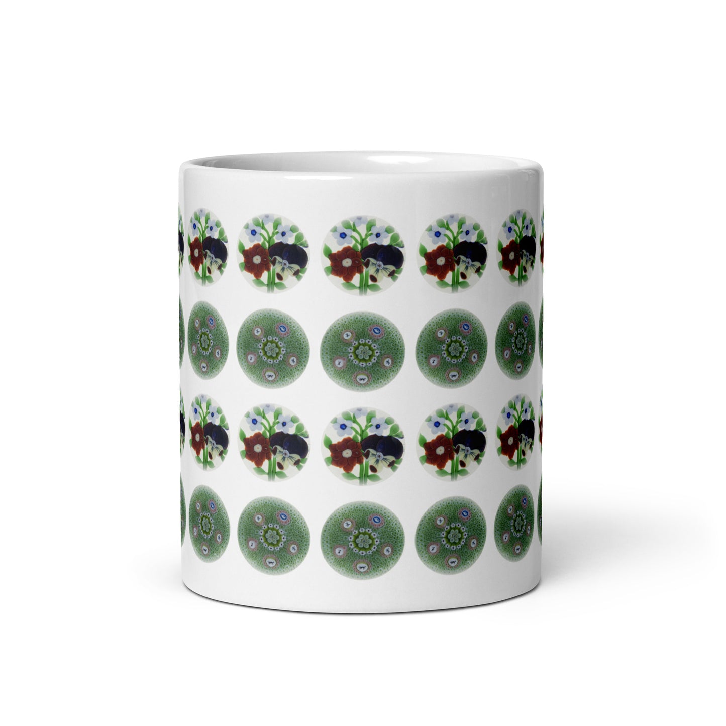Green Floral Polka Dots Mug front