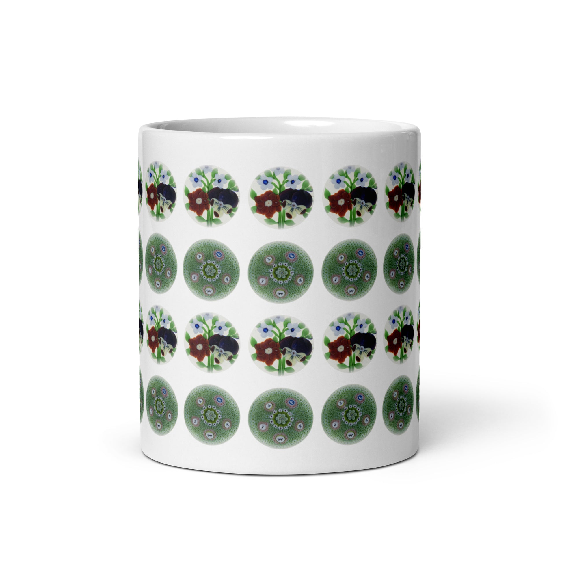 Green Floral Polka Dots Mug front