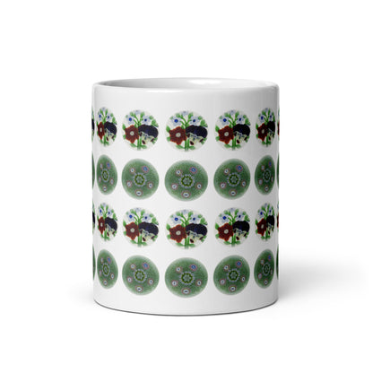 Green Floral Polka Dots Mug front