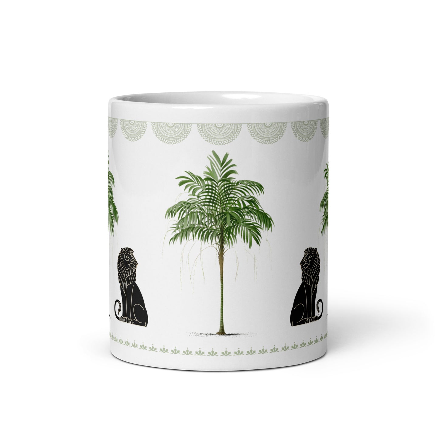 11oz Coffee Mug with Palm Tree and Lions