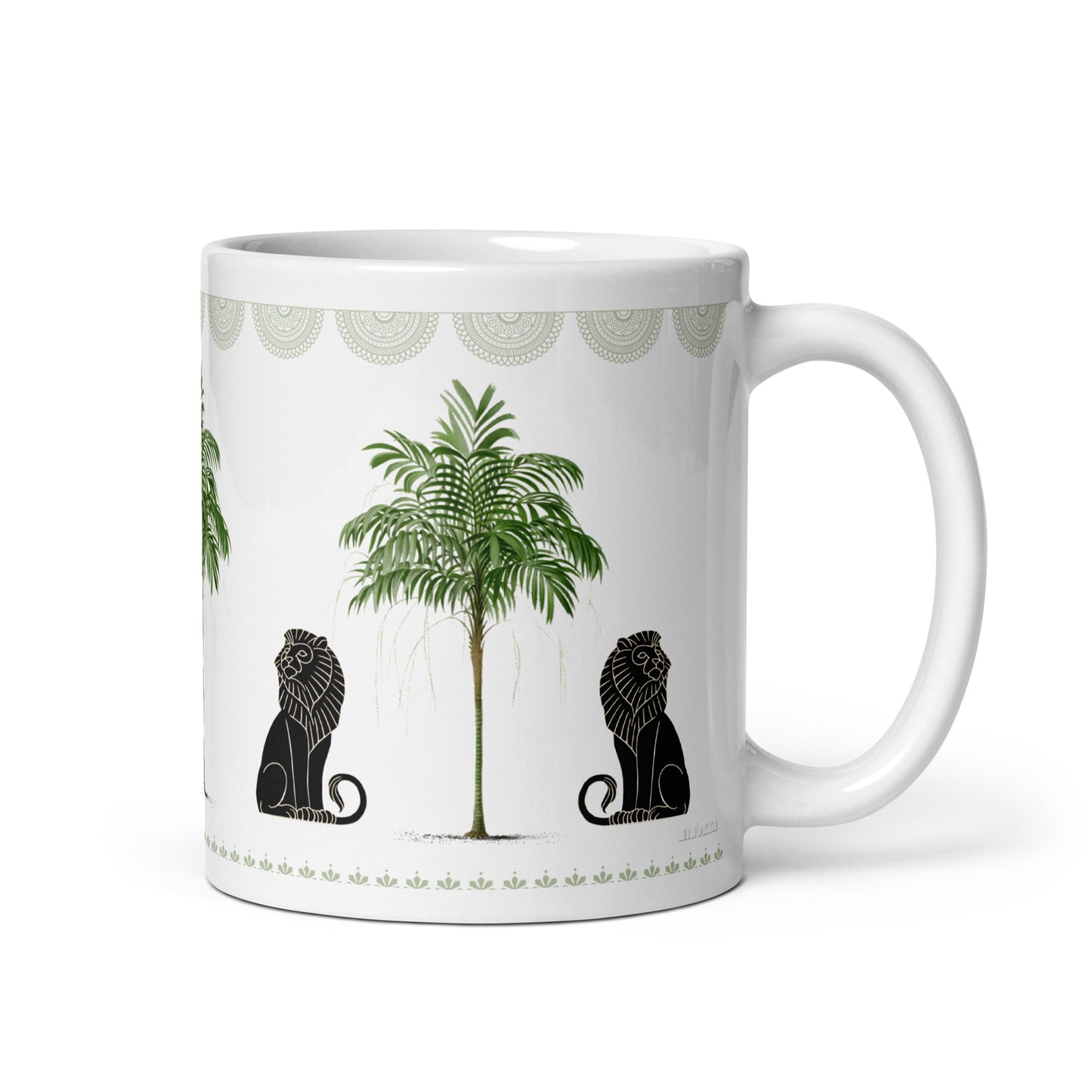 11oz Coffee Mug with Palm Tree and Lions
