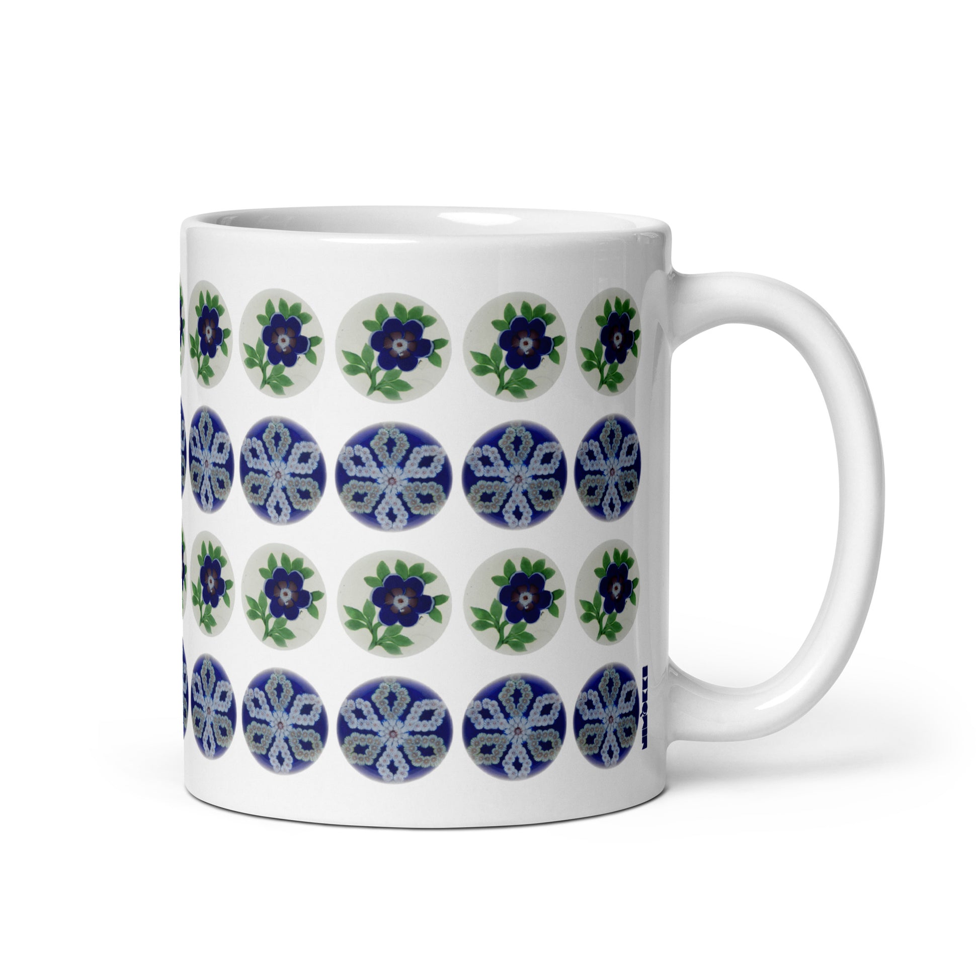 Blue Polka Dots Mug with handle on right